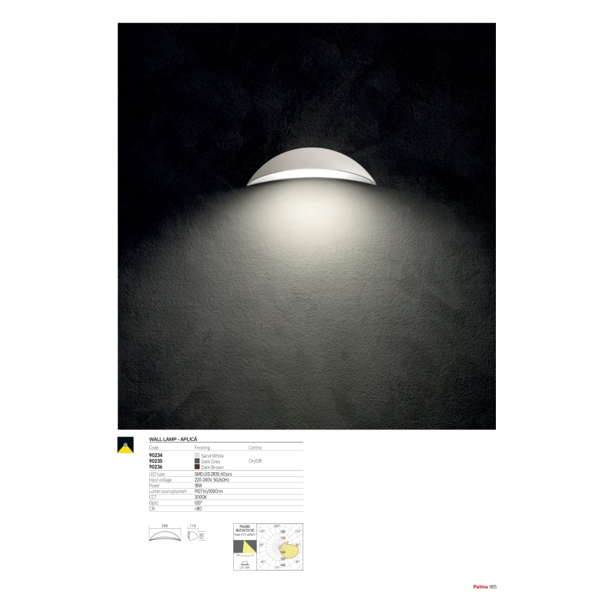Redo 90235 - Applique da esterno PALMA LED/18W/230V 3000K IP54 antracite