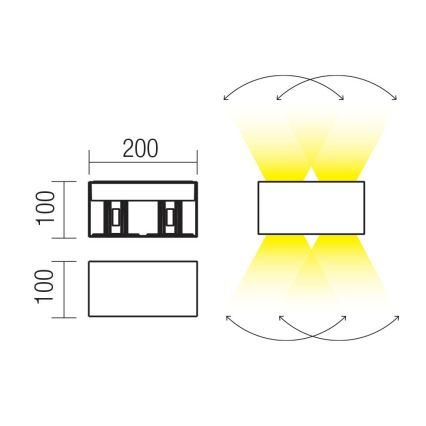 Redo 90304 - Lampada da parete per esterni a LED VARY 4xLED/5W/230V 3000K IP54 marrone