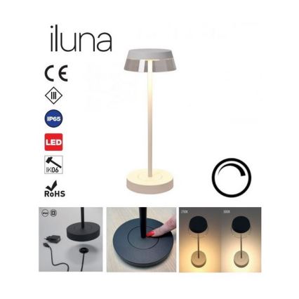 Redo 90306 - Lampada da tavolo LED dimmerabile con funzione Touch ILUNA LED/2,5W/5V 2700-3000K 3000 mAh IP65 bianco