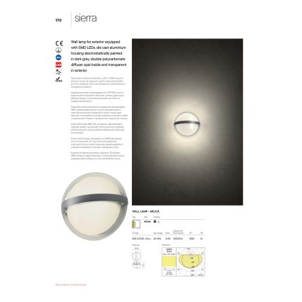 Redo 90364 - LED Applique da esterno SIERRA LED/10,8W/230V IP54