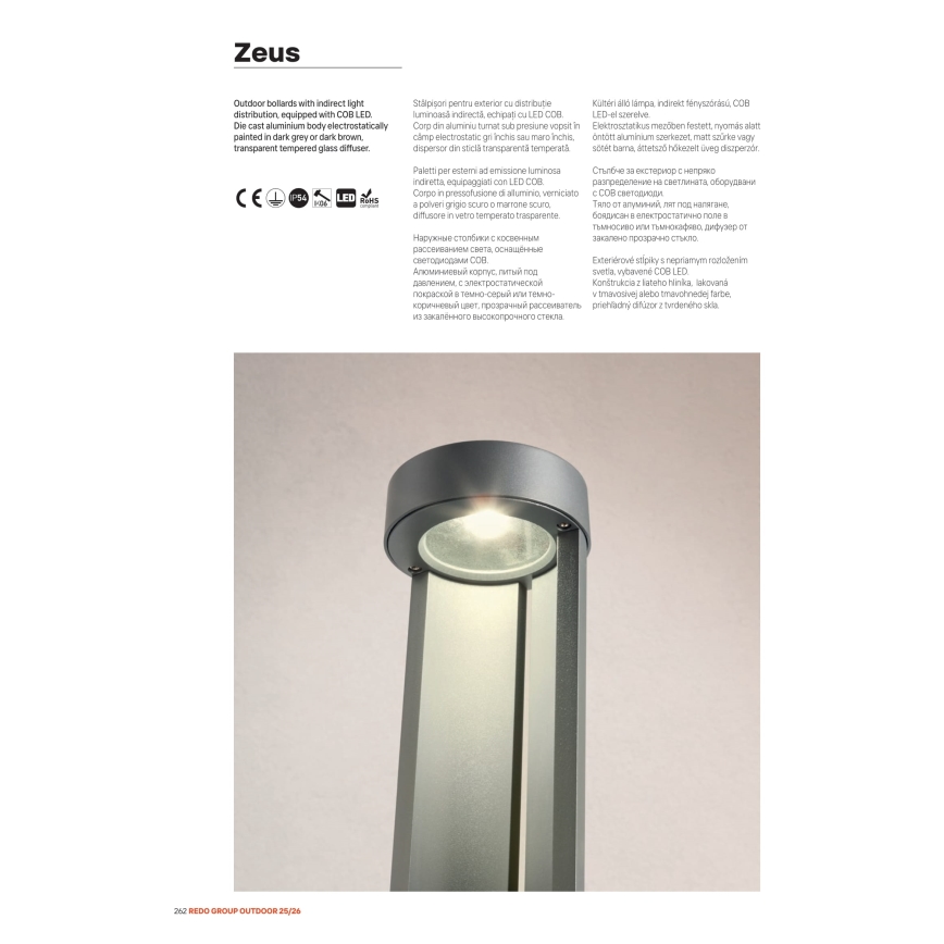 Redo 90365 - Lampada LED da esterno ZEUS LED/11,5W/230V 3000K 75 cm IP54 antracite