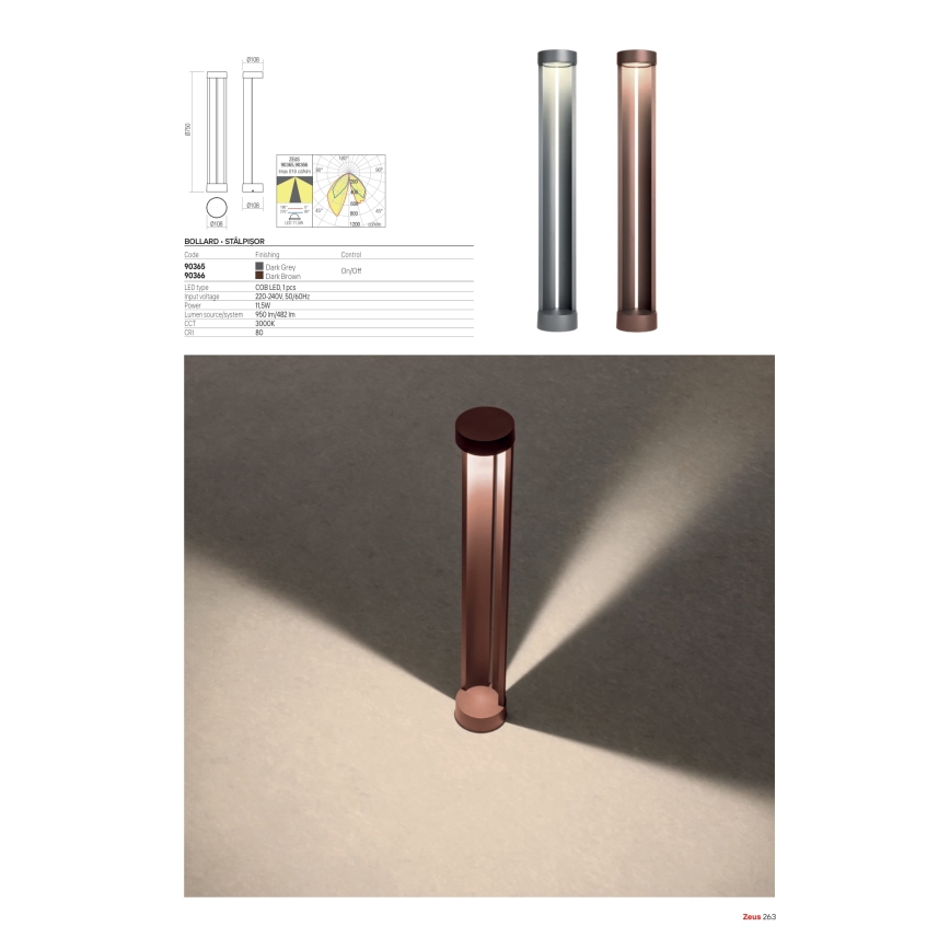 Redo 90365 - Lampada LED da esterno ZEUS LED/11,5W/230V 3000K 75 cm IP54 antracite