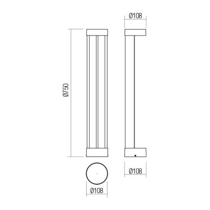 Redo 90365 - Lampada LED da esterno ZEUS LED/11,5W/230V 3000K 75 cm IP54 antracite