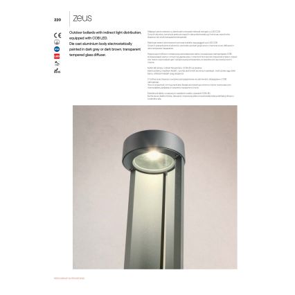Redo 90366 - Lampada LED da esterno ZEUS LED/11,5W/230V 3000K 75 cm IP54 marrone