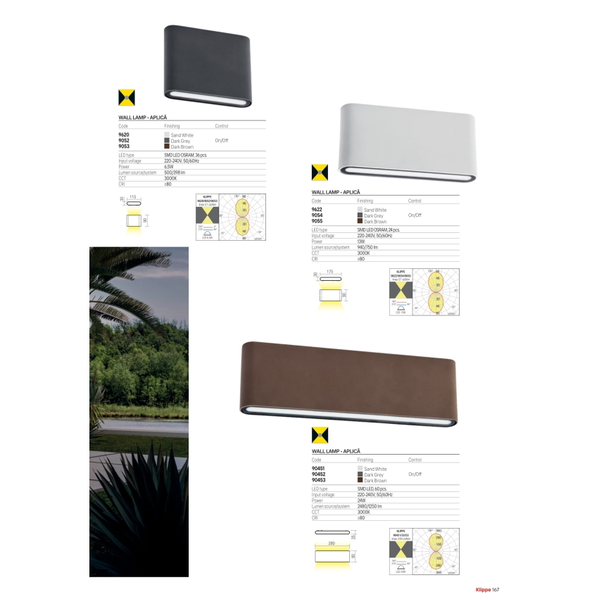 Redo 90452 - Applique da esterno LED KLIPPE LED/24W/230V 3000K IP54 antracite