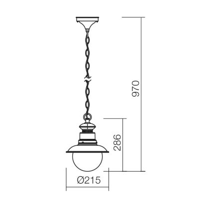 Redo 9046 - Lampadario a sospensione con catena da esterno SCOTT 1xE27/42W/230V IP44