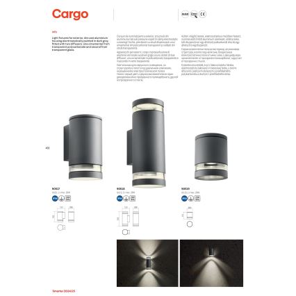 Redo 90518 - Applique da esterno CARGO 2xGU10/28W/230V IP54 antracite
