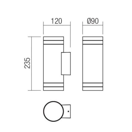 Redo 90518 - Applique da esterno CARGO 2xGU10/28W/230V IP54 antracite
