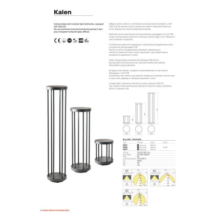 Redo 90578 - Lampada LED da esterno KALEN LED/8W/230V 3000K 50 cm IP65 antracite