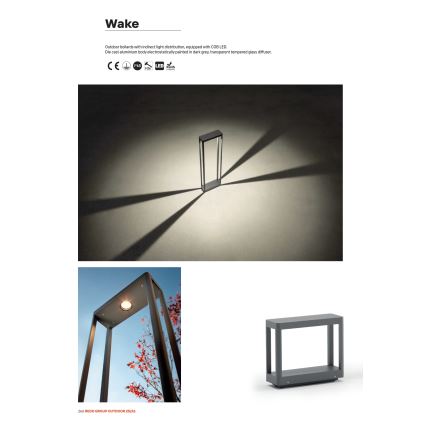 Redo 90580 - Lampada da esterno LED WAKE LED/8W/230V 3000K 20 cm IP65 antracite
