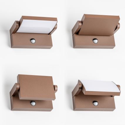 Redo 90588 - Applique LED da esterno con sensore FLIP LED/20W/230V 3000K CRI 90 IP54 marrone