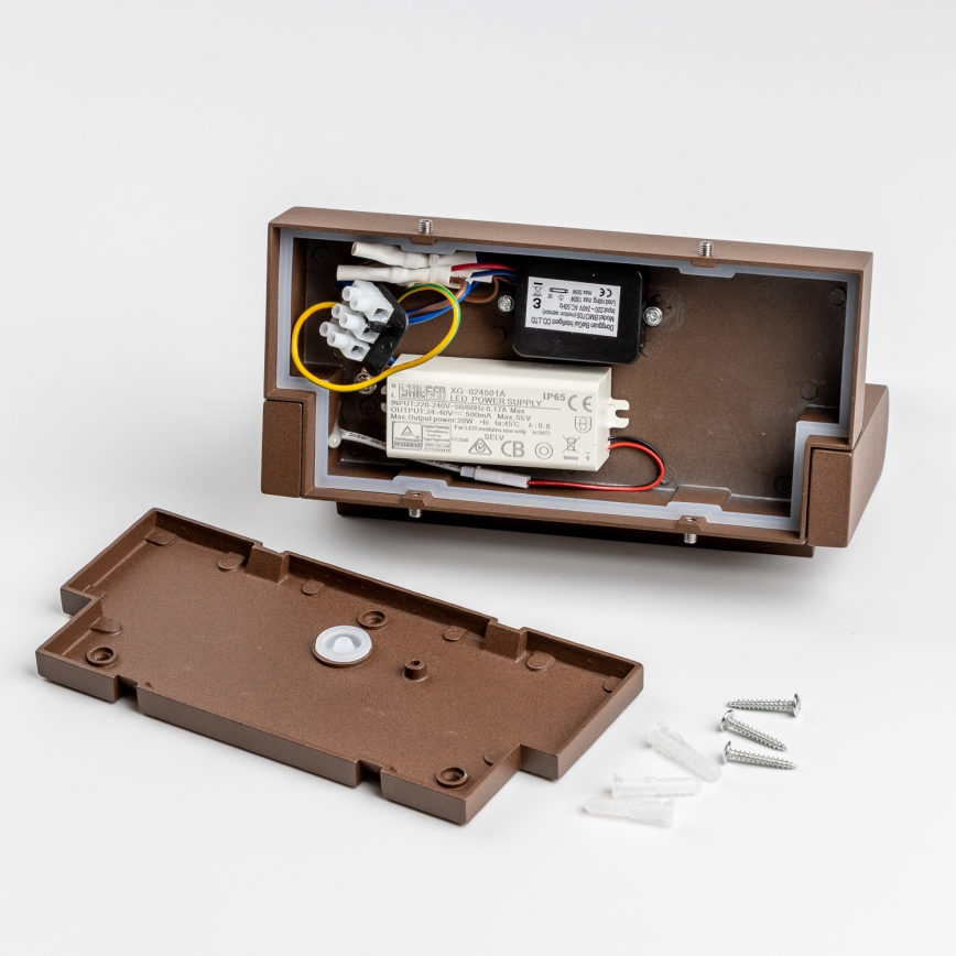 Redo 90588 - Applique LED da esterno con sensore FLIP LED/20W/230V 3000K CRI 90 IP54 marrone