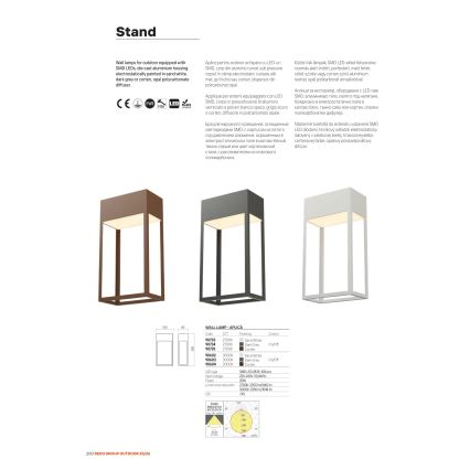 Redo 90603 - Applique da esterno STAND LED/20W/230V 3000K CRI 90 IP65 antracite