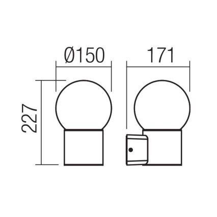 Redo 90640 - Applique da esterno BULK 1xE27/28W/230V IP44 antracite
