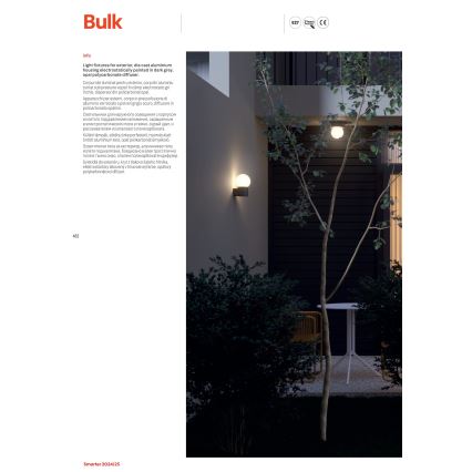 Redo 90642 - Lampada da esterno BULK 1xE27/28W/230V 50 cm IP44 antracite