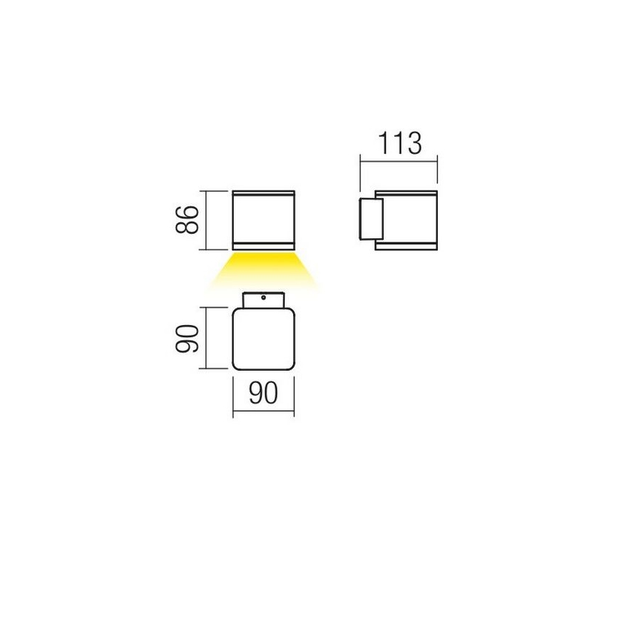 Redo 9069 - Applique da esterno LED BETA, 6W, 230V, 3000K, IP54, antracite