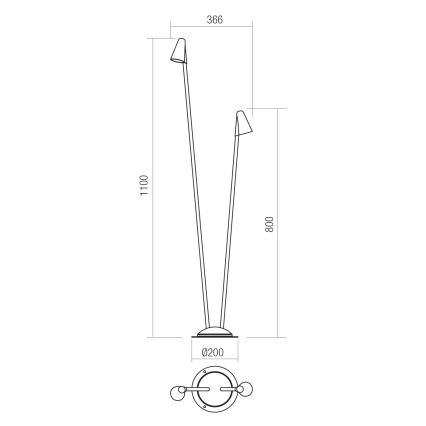 Redo 90712 - Lampada LED da esterno NIVALIS 2xLED/6,9W/230V 3000K 110 cm IP65 marrone