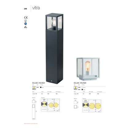 Redo 9109 - Lampada da esterno VITRA 1xE27/15W/230V IP54 nera