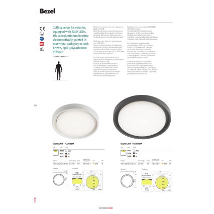 Redo 9184 - Plafoniera da esterno LED BEZEL 30W/230V, Ø 34 cm, IP54, antracite
