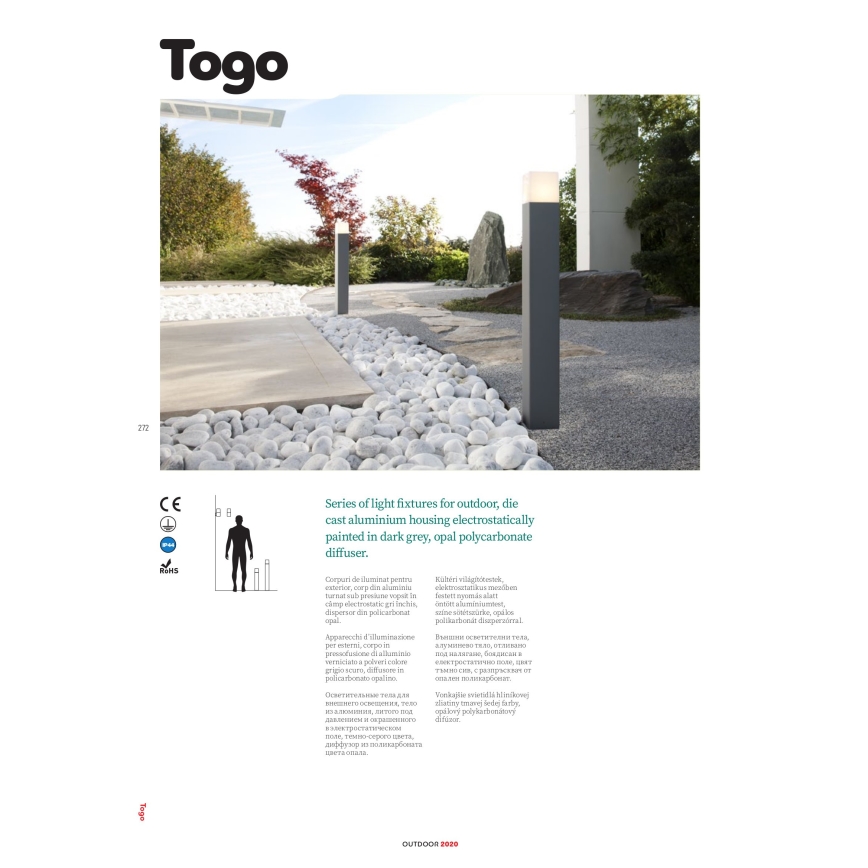 Redo 9265 - Applique da esterno TOGO 1xE27/13W/230V IP44