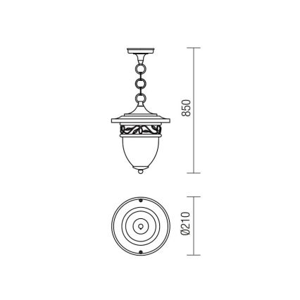 Redo 9399 - Lampadario da esterno a sospensione con catena BASEL 1xE27/42W/230V IP44 nero