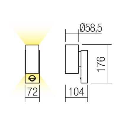 Redo 9455 - Applique da esterno LED con sensore VINCE 2xLED/3W/230V IP54 marrone