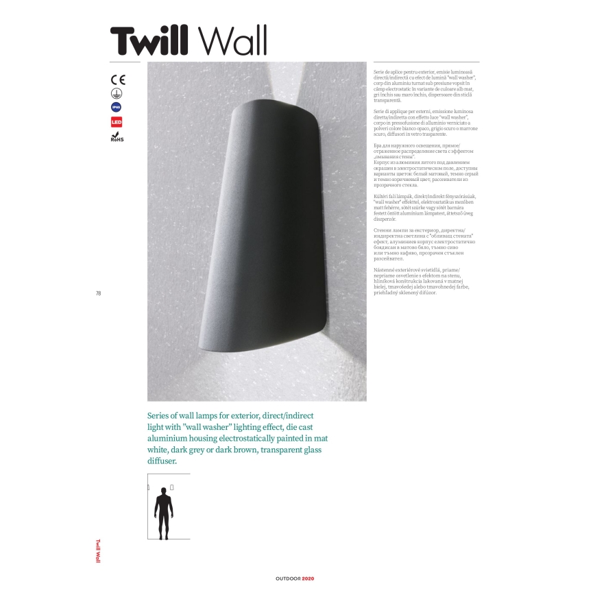 Redo 9536 - Applique da esterno a LED TWILL/11W/230V IP65