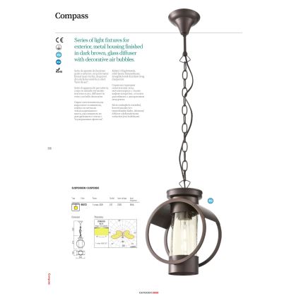 Redo 9573 - Lampada da esterno COMPASS 1xE27/42W/230V IP33