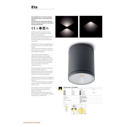 Redo 9594 - Applique da esterno LED ETA LED/6W/230V 3000K IP54 antracite