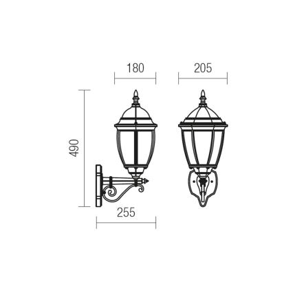 Redo 9604 - Applique da esterno SEVILLA 1xE27/42W/230V IP44 oro/patina