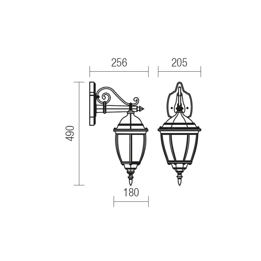 Redo 9605 - Applique da esterno SEVILLA 1xE27/42W/230V IP44 oro/patina