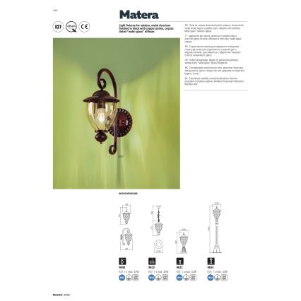 Redo 9632 - Lampadario a sospensione con catena da esterno MATERA 1xE27/42W/230V IP33