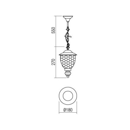 Redo 9632 - Lampadario a sospensione con catena da esterno MATERA 1xE27/42W/230V IP33