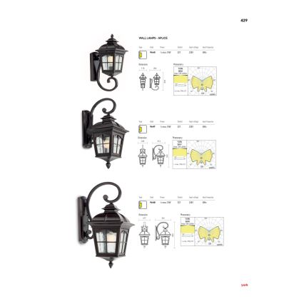 Redo 9648 - Applique da esterno YORK 1xE27/70W/230V IP44 marrone