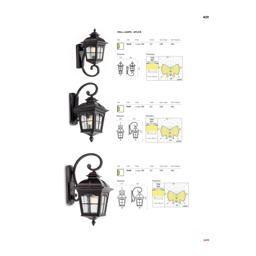Redo 9648 - Applique da esterno YORK 1xE27/70W/230V IP44 marrone