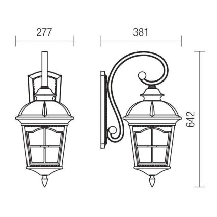 Redo 9648 - Applique da esterno YORK 1xE27/70W/230V IP44 marrone