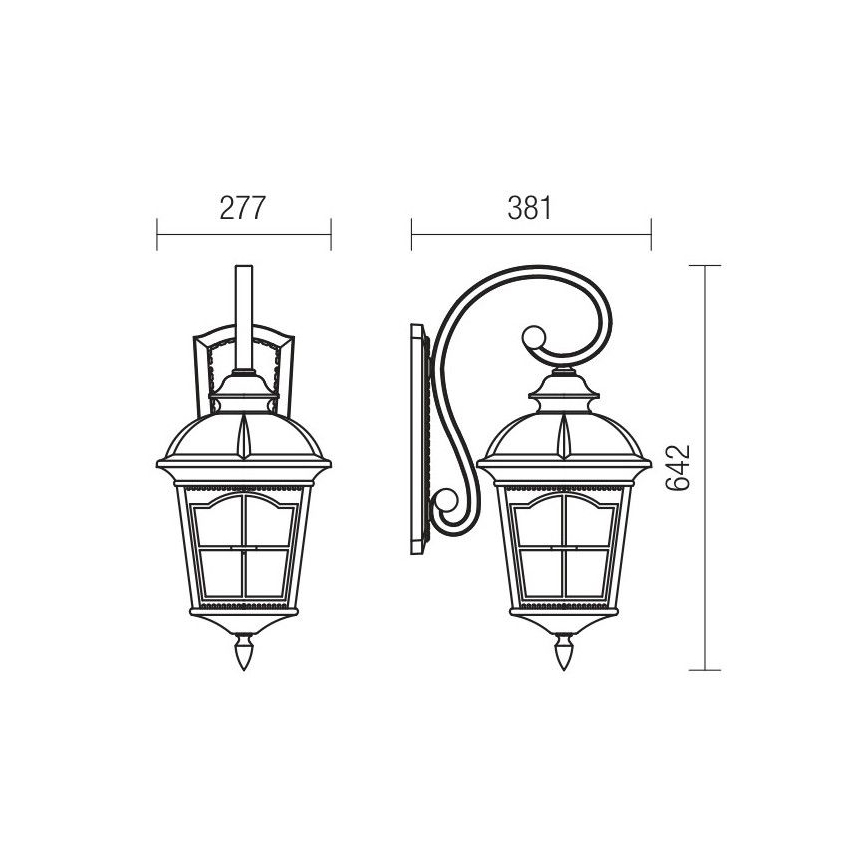 Redo 9648 - Applique da esterno YORK 1xE27/70W/230V IP44 marrone