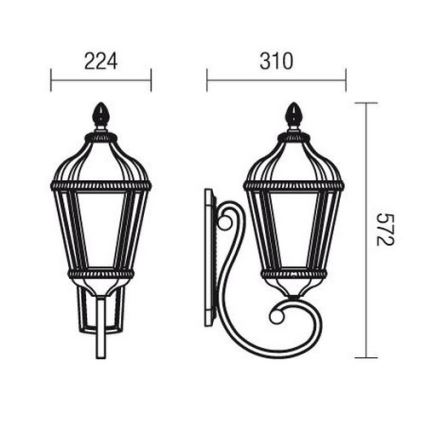 Redo 9656 - Lampada da parete per esterni ESSEN 1xE27/70W/230V IP44 marrone/patina