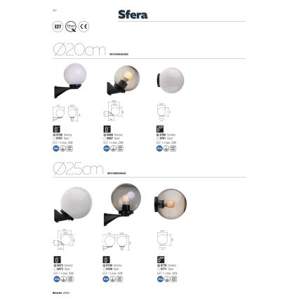 Redo 9770 - Paralume di ricambio per lampada da esterno SFERA diam. 25 cm IP44 marrone