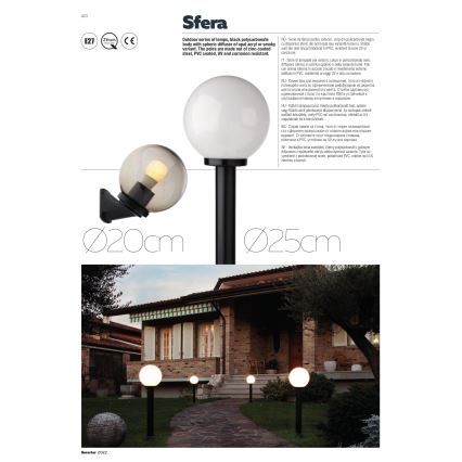 Redo 9774 - Lampada da esterno SFERA 1xE27/42W/230V IP44 25x38 cm marrone