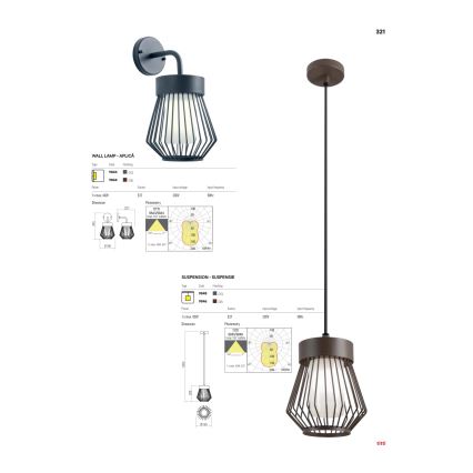 Redo 9843 - Applique da esterno TITTI 1xE27/42W/230V IP44 antracite