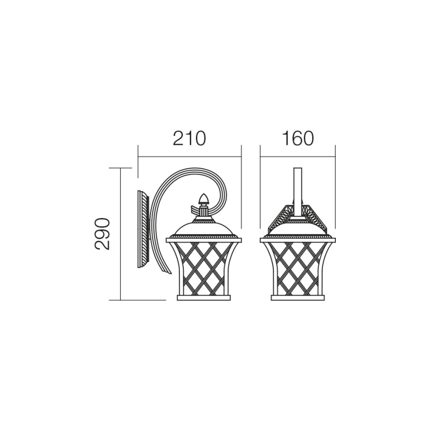 Redo 9951 - Applique da esterno BREMEN 1xE27/42W/230V IP23 oro/patina