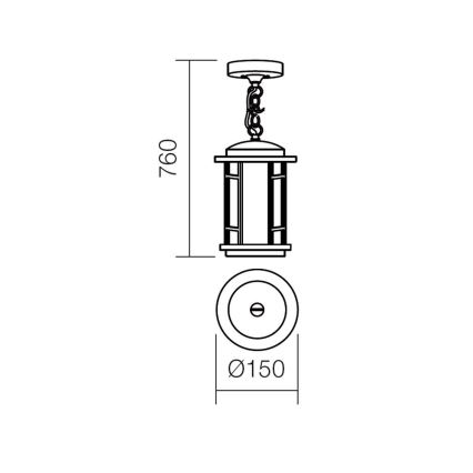 Redo 9956 - Lampadario da esterno a sospensione con catena BRISTOL 1xE327/42W230V IP23