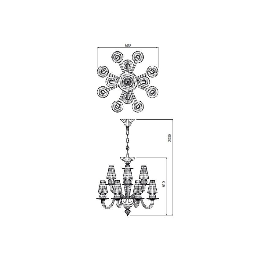 Redo IID C12 51 - Lampadario a sospensione con catena IDILLIO 12xG9/48W/230V