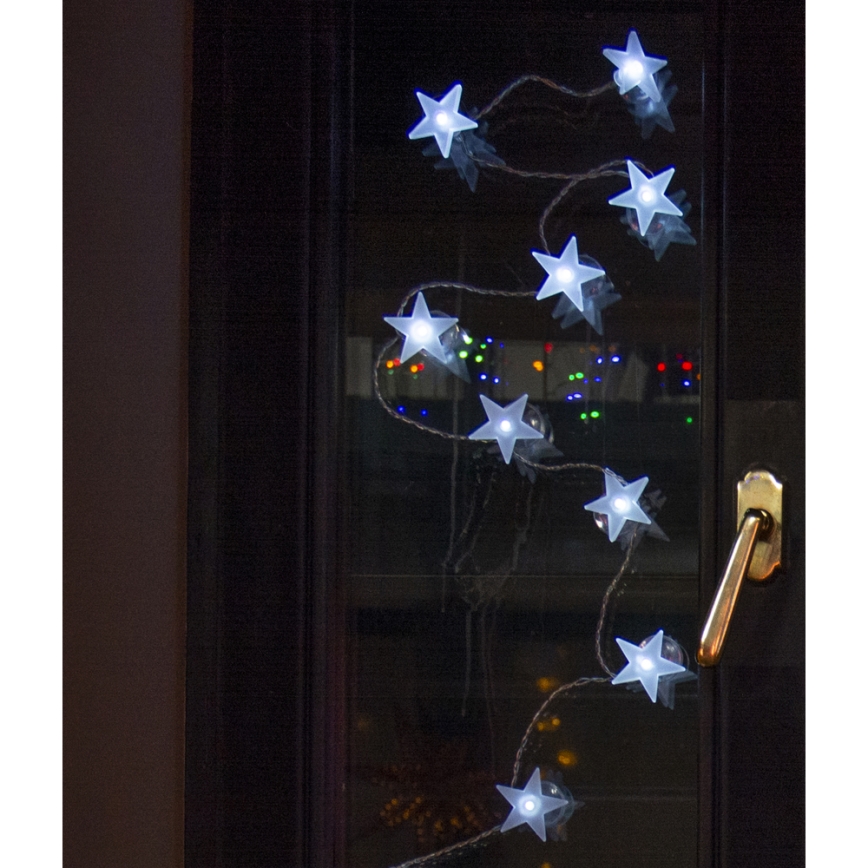 Catena luminosa decorativa LED con ventose, 10 LED / 2x AA, 1,8 m, bianco freddo