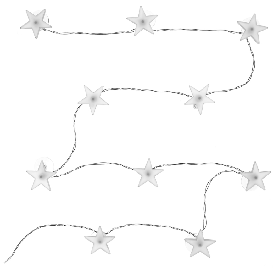 Catena luminosa decorativa LED con ventose, 10 LED / 2x AA, 1,8 m, bianco freddo