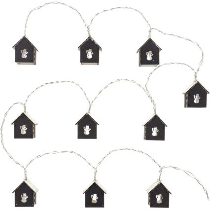 Catena luminosa a LED 10x, alimentazione 2x AA, 2,3 m, bianco caldo