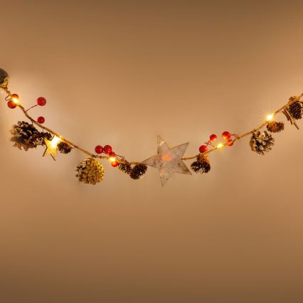 Catena luminosa a LED 10xLED/3xAA 2,5m bianco caldo