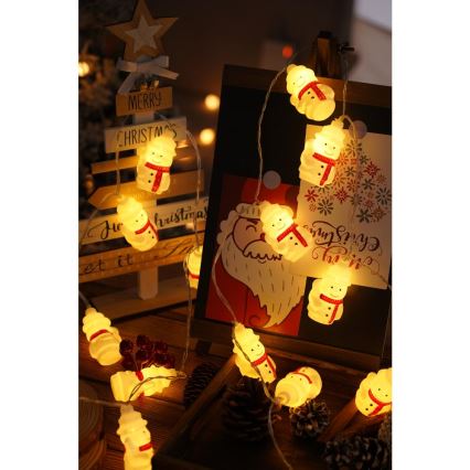 Catena LED 20xLED/3xAA/bianco caldo 3,3m pupazzi di neve