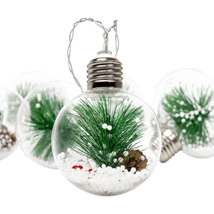 Catena luminosa LED natalizia 10xLED/3xAAA/bianco caldo 2,1m sfere